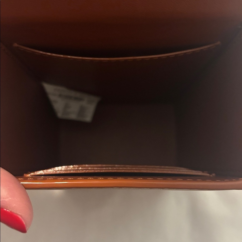 Charles & Keith Tan Brown Leather elongated Crossbody Bag magnetic closure - Picture 5 of 16